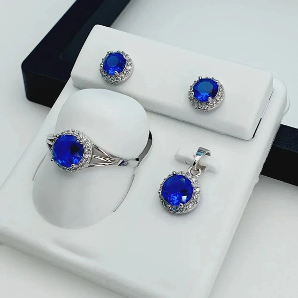 "925 Sterling Silver Cubic Zircon Birthstone Jewelry Set, UU1P7A7074 - Picture 3 of 9